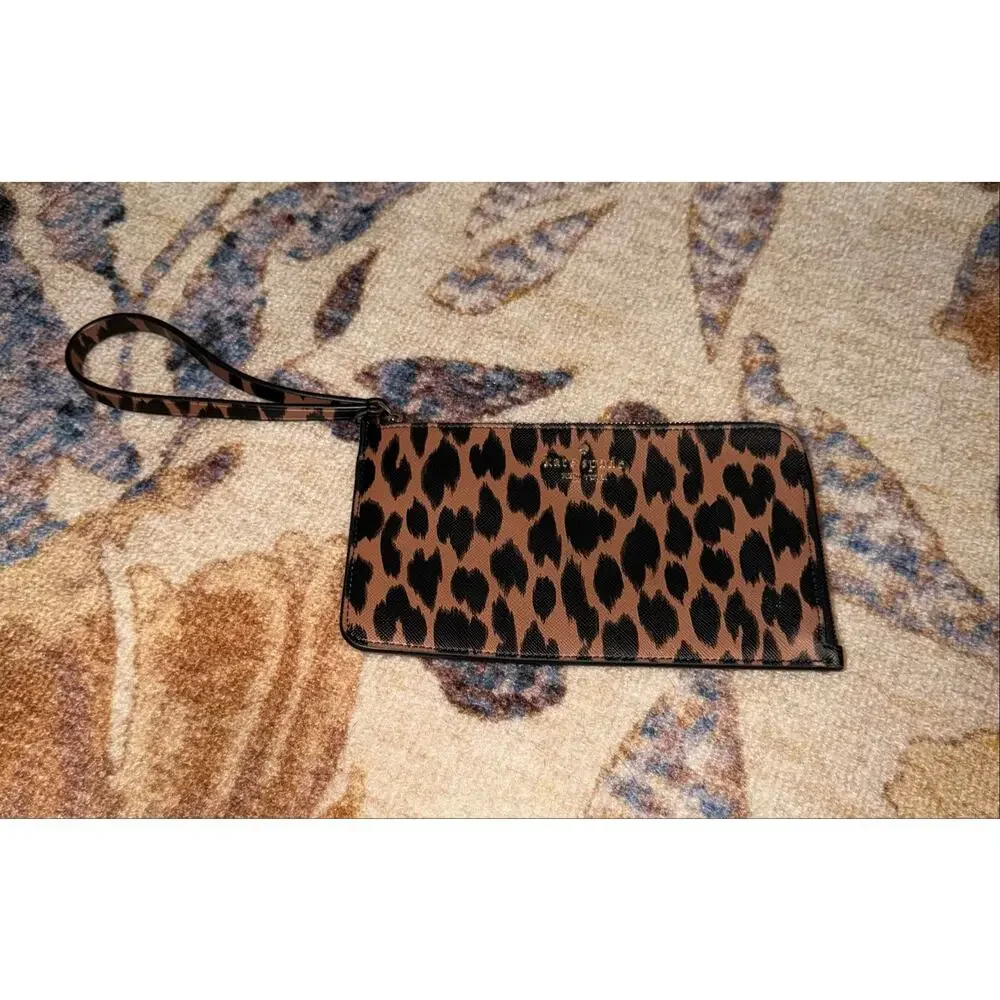 Kate Spade Leopard Print Wristlet – Brown & Black